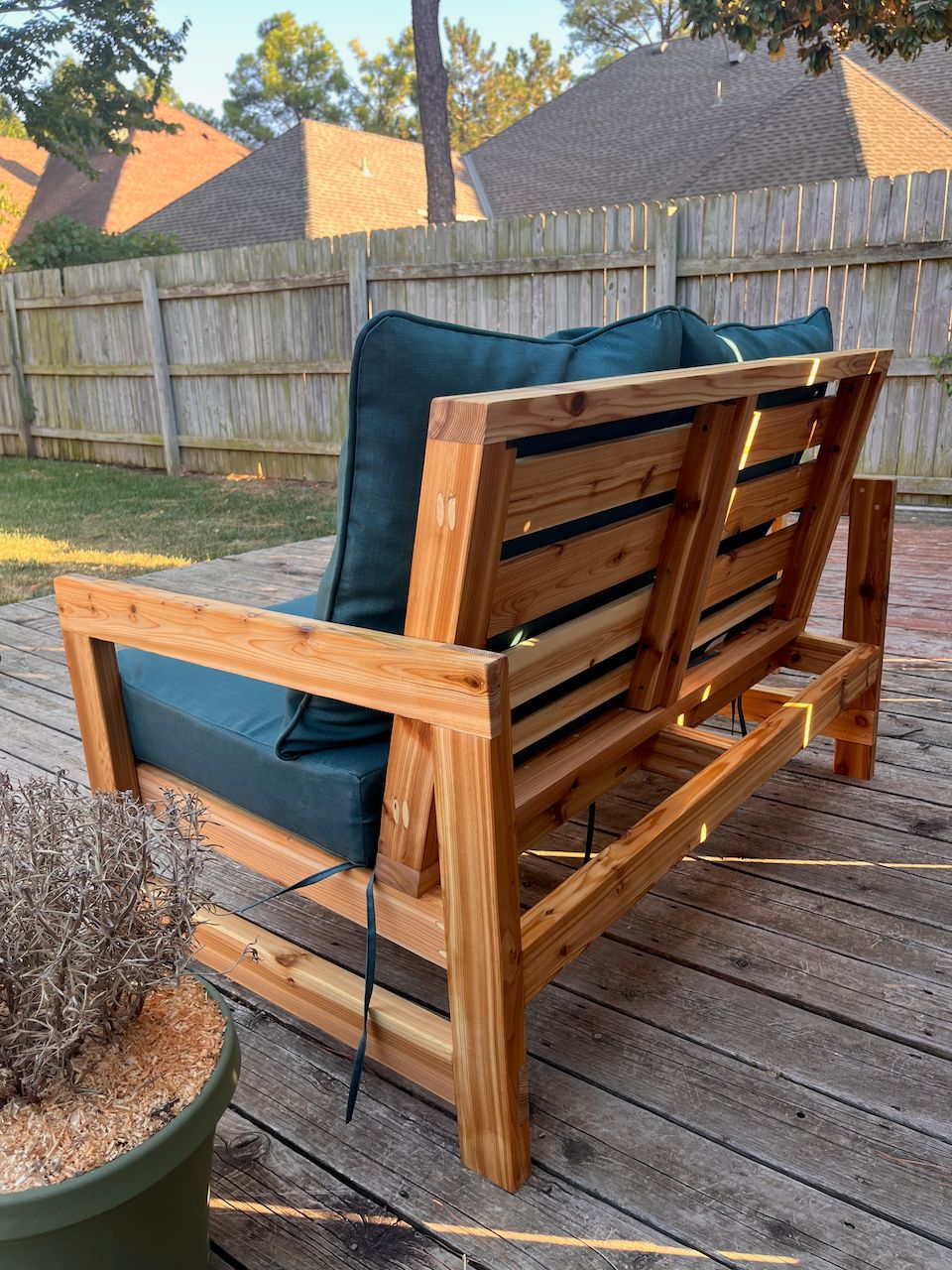 A photo of the couch from behind