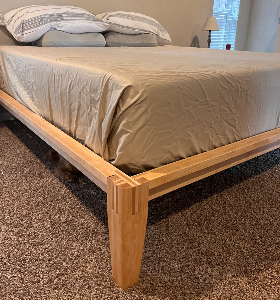 A photograph of the finished bedframe